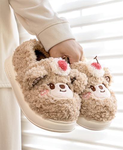 Epsion Women's Scuff Slippers Furry Cute Curly Faux Wool Slip-on Indoor Memory Foam House Shoes3