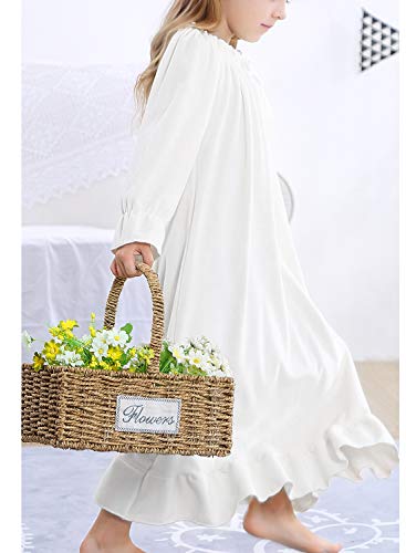 Girls Long Sleeves Nightgowns Vintage Soft Fleece Sleepwear Full Length Nightdress for Toddler Little Girls2