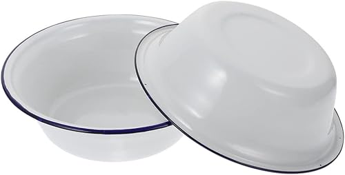 Miniatura 8 de Hemoton Cuenco esmaltado de 0.5 litros, 2 cuencos de ensalada de estilo vintage, cuencos apilables de esmalte, cuencos de cena esmaltados duraderos