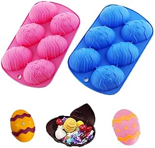 Easter Decorations, 2 pcs Easter Egg Shaped Silicone Mould, BPA Free Non-Toxic Easter Egg Mould, Ice Cube Candy Cookie Pudding Baking Chocolate Moulds for Party Cake Decoration Suger Craft DIY