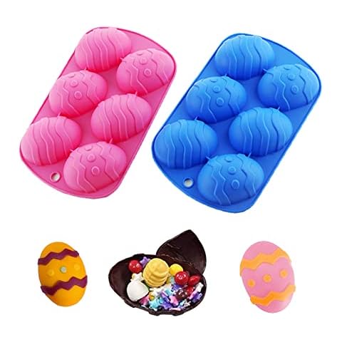 Easter Decorations, 2 pcs Easter Egg Shaped Silicone Mould, BPA Free Non-Toxic Easter Egg Mould, Ice Cube Candy Cookie Pudding Baking Chocolate Moulds for Party Cake Decoration Suger Craft DIY Cover