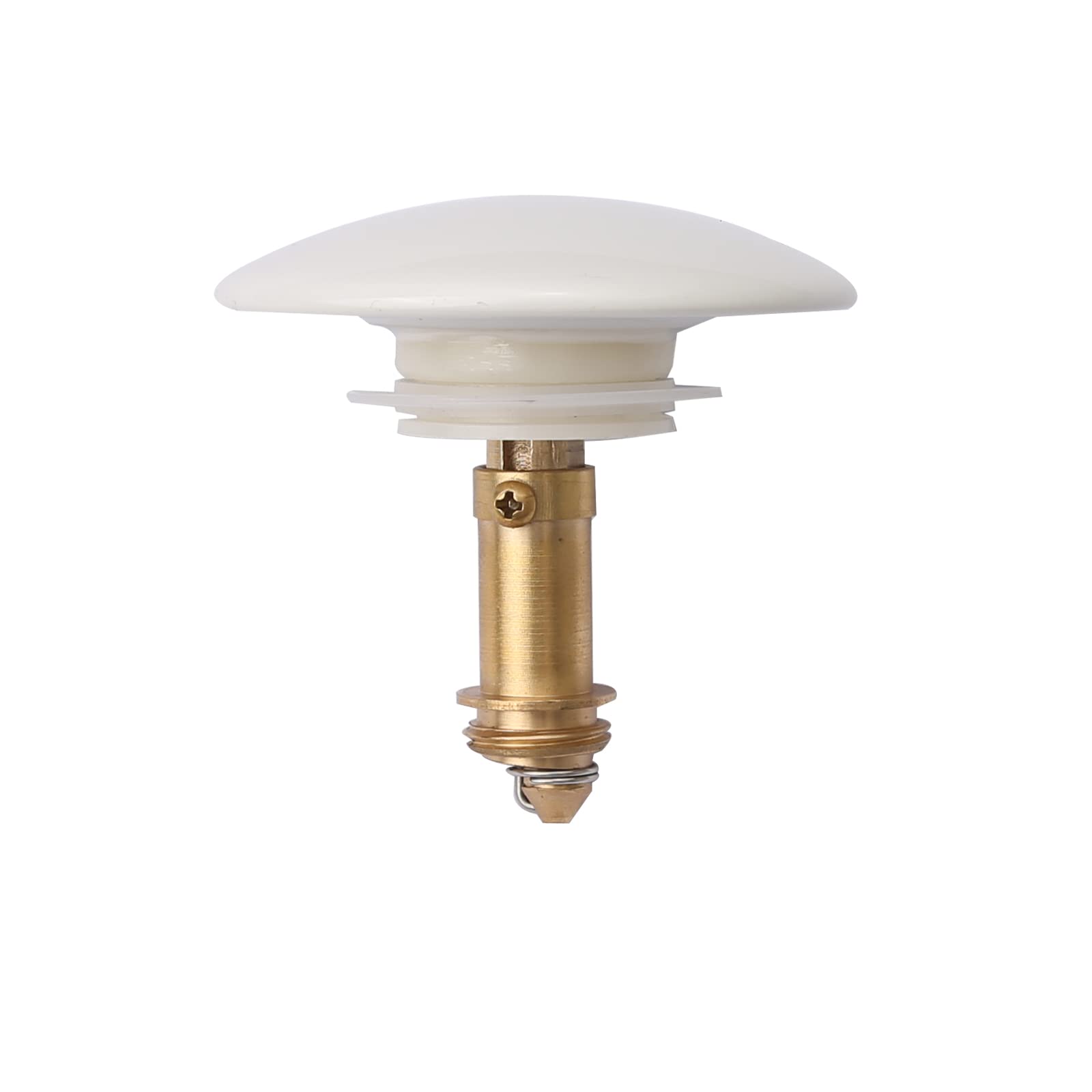 1 Pack Push Pop-up Click Clack Plug Stopper (67 mm), Brass Sprung Plug with Ceramic Button, for Kitchen Bathroom Washbasin