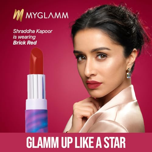 Image of MyGlamm POSE HD Lipstick-Brick Red (Red)-4 gm | Matte Lipstick | Enriched with Moringa oil & Vitamin E | Long-lasting & Moisturising