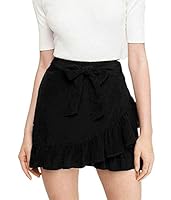 PATRORNA Women Mini Rufle Wrap Skirt (POL8A77_Black_5XL)