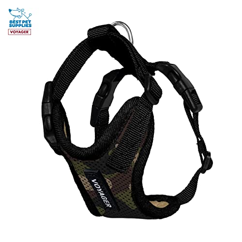 Image of Best Pet Supplies Voyager Step-in Lock Pet Harness w Reflective Pet Leash Combo Set with Neoprene Handle 5ft - Supports Small, Medium and Large Breed Puppies /Cats - Army /Black Trim Set, XXXS