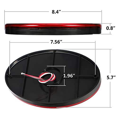 Partsam 2Pcs 8.5" Oval Led Tail Lights 40Led Red For Trailer Rv Motorhome Airstream Oval Led Stop Turn Tail Lights Surface Mount Taillights Replacement Lights Ip68 Submersible W/Mounting Gaskets #TOP3