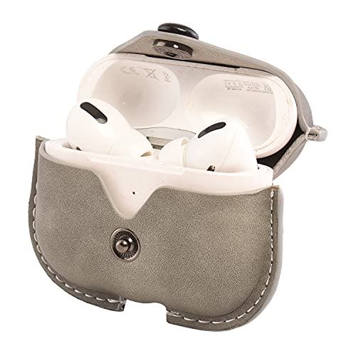 Image of Emmett Case Compatible with Airpods Pro, Premium PU Leather AirPods Pro Case Cover (Grey)