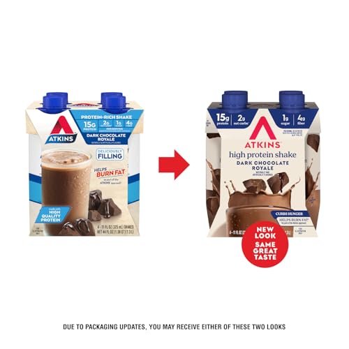 Image of Atkins Dark Chocolate Royale Protein Shake,High Protein Shakes,Low Glycemic,Low Carb and-Low Sugar Chocolate Flavored-Protein Shakes,Keto Friendly,(Pack of 24)