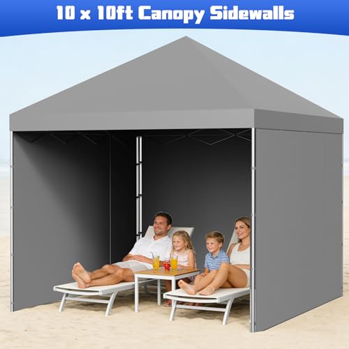 10x10 Canopy Sidewalls, 3Pcs Canopy Sidewalls, UV Protection, Waterproof, Zipper Sidewall for 10x10 Pop Up Canopy Tent, Outdoor Events, Vendor Booths, Canopy Accessories (Grey, 3 Pcs) by Kweetle - Used condition - Image 2