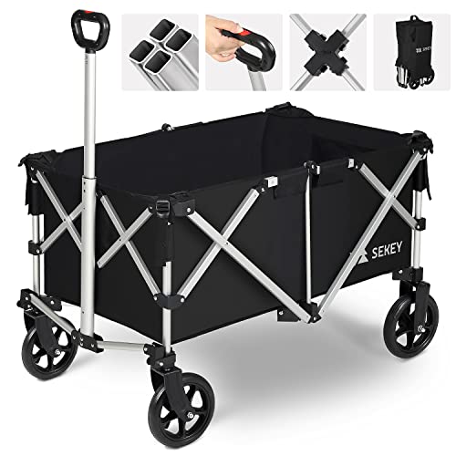 Sekey Carro Plegable con Frenos de Acero, Carro de Mano Carrito Playa...