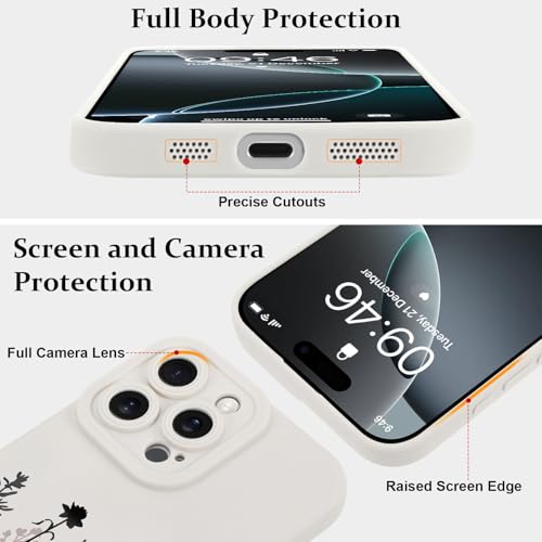 Coque iPhone 16 Pro Max LSL fleur noire en TPU souple protège-objectif
