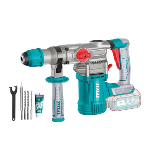 TOTAL - Martillo Combinado Brushless a batería 20V - 4.5J SDS Plus Alta potencia - Incluye brocas y cincel - TRHLI20288