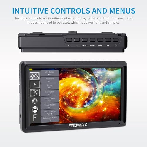 image for FEELWORLD S55 V3 + Battery + Carry Case 6 Inch DSLR Camera Field Monit