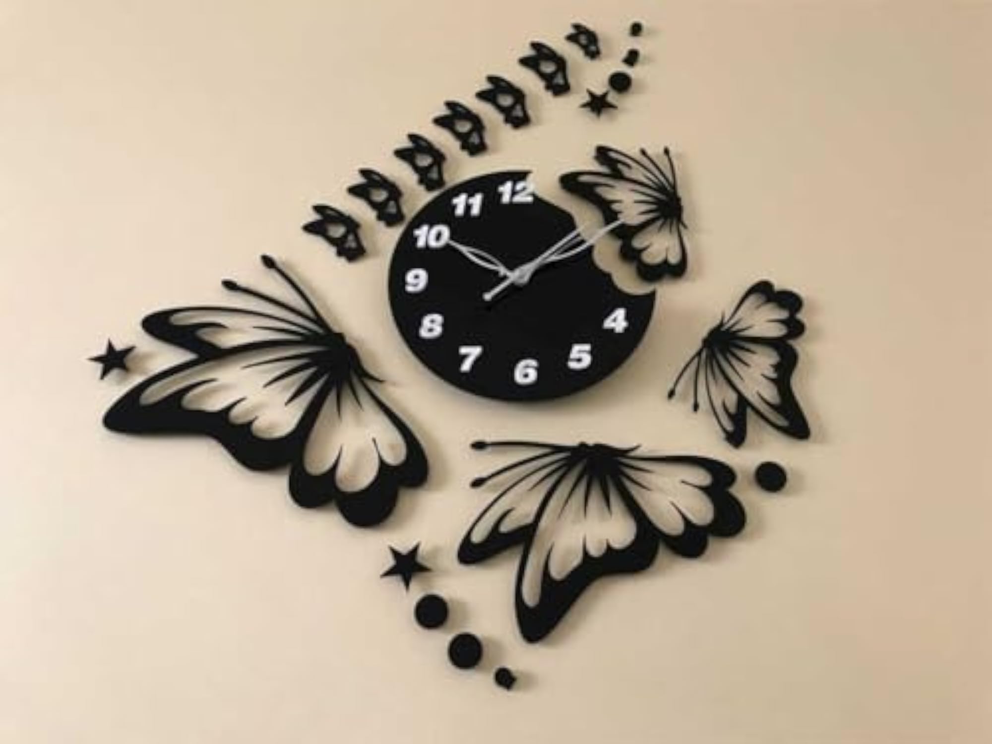 Acrylic Butterfly Wall Clock Square Shape