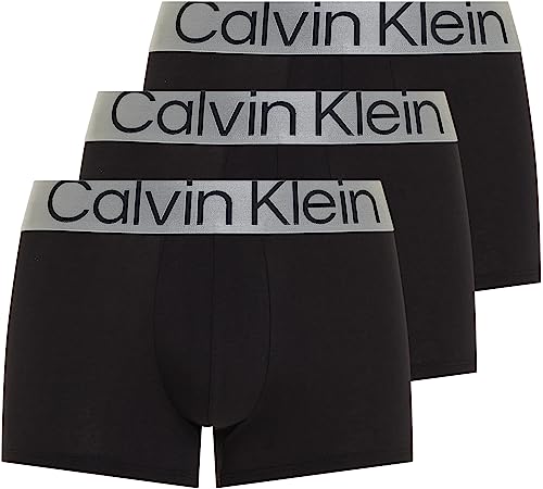Calvin Klein Pack de 3 Calzoncillos Bóxer para Hombre Algodón Elástico, Negro (Black), M