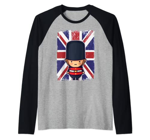 Disfraz de guardia de Londres famoso recuerdo de coronación Camiseta Manga Raglan