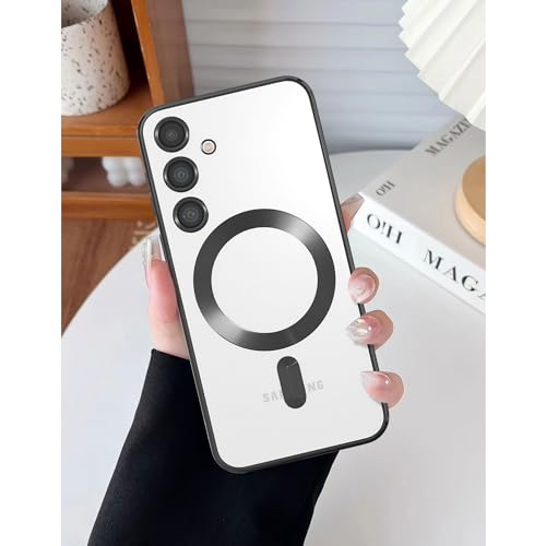 Image of Magnetic Case for Samsung Galaxy S24 Plus, Electroplated Clear Slim Phone Case with Camera Protection, Shockproof Compatible with MagSafe, Black
