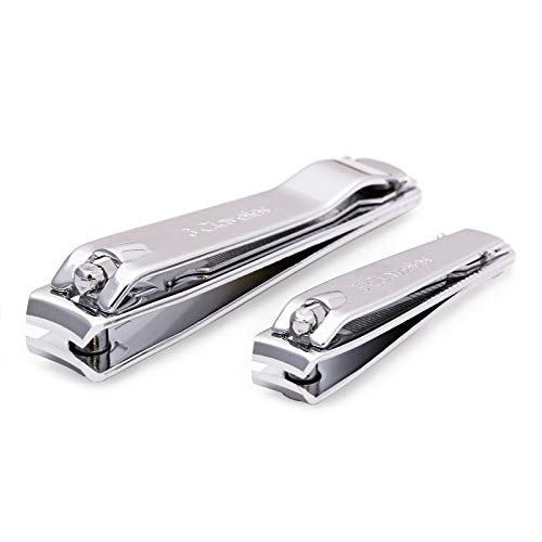 3 Claveles - Lote 2 Corta��as Cromados con Lima para Manos y Pies en Acero Inoxidable al Carbono. Acabado Metalico. Medidas 6 y 8 cm