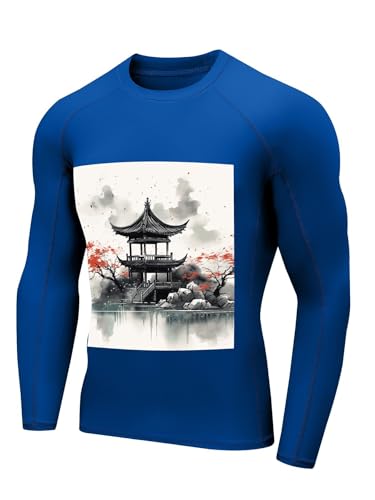 Camiseta de protección solar para hombre con protección UPF 50+ manga larga camisa de natación compresiva estilo pintura china miniatura 2