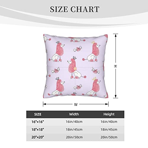 Vucemi Pink Poodles Dogs Printed Throw Pillow Covers Square Linen Cushion Case Farmhouse Decorative Pillowcase Cushion Cover For Sofa Couch Bed 16"X16" #TOP3