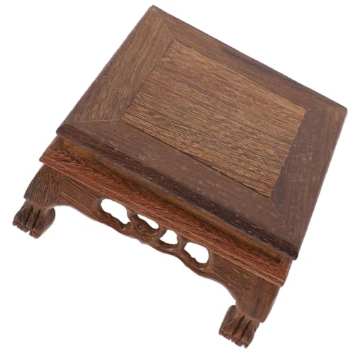minkissy Soporte de Exhibición de Madera de Pollo Alado, Pedestal Cuadrado Mediano Base de Madera Tallada, Soporte para Macetas y Estatuas, Adecuado para Decoración de Estilo Aleatorio