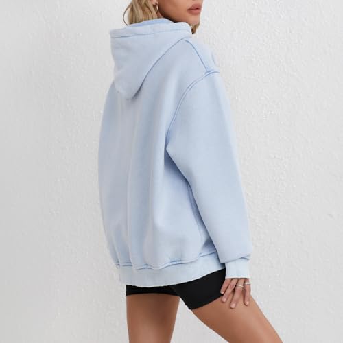 Image of FAIABLE Womens Oversized Acid Wash Hoodie Unisex Heavyweight Cotton Hoodies Fleece Vintage Washed Sweatshirt Women Men