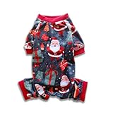 Christmas Dog Cat Pajama, Winter Holiday Santa Claus Jumpsuits for Small Boys and Girls Puppies Pets Doggie