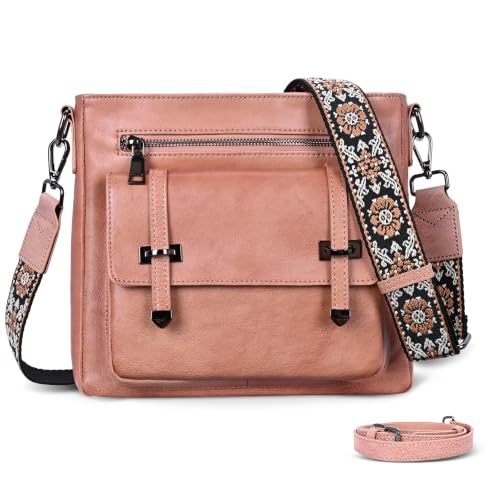 Image of Iswee Soft Leather Crossbody Bags for Women Shoulder Handbags Multi Pockets | Travel Purse with Adjustable Strap Medium Size Organizer Designer Pocketbooks with Adjustable Strap