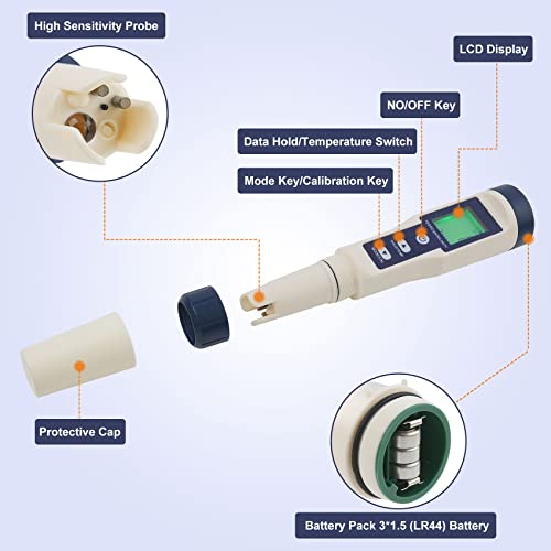 Chaoos Digital Salinity Tester, 5 In 1 Tds/Ph/Ec/Temp&Salinity Tester Waterproof Lcd Saltwater Meter With Atc Large Range 0-200Ppt For Seawater, Aquariums, Marine Monitoring, And Koi Fish Pond #TOP1