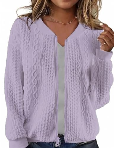 Image of Larmliss Women's Zip Up Cardigan Sweater Hoodies Long Sleeve Jacket Crewneck Casual Outerwear Spring Fall Trendy Coat Outfits