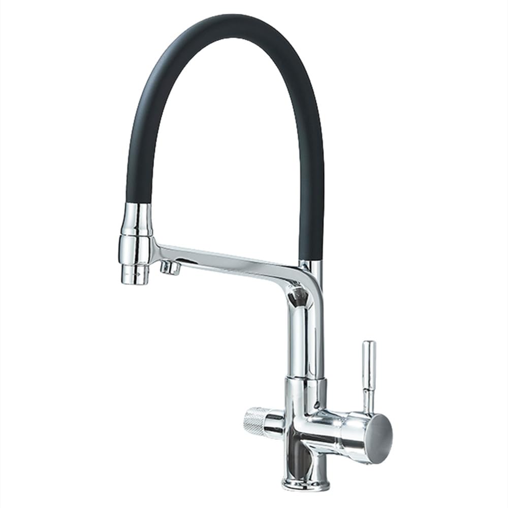 Robinet d'évier de cuisine à eau purifiée en finition chrome et noir mat durable