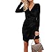 SLYZ 2020 jesień i zima damska nowa seksowna sukienka z dekoltem w serek torba biodrowa nieregularna krótka spódnica wąska sukienka damska, Czarny, S