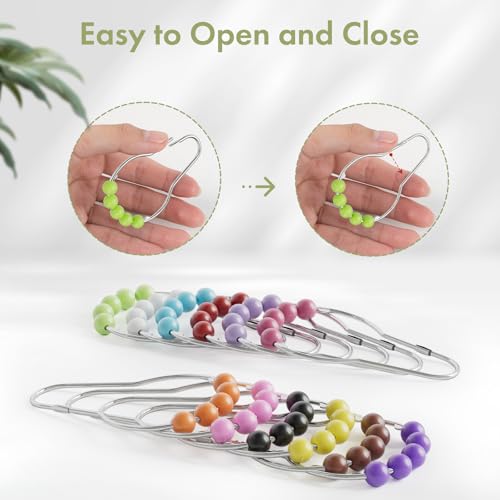Image of Amazer Shower Curtain Hooks, Decorative Shower Curtain Hooks, Colorful Shower Curtain Hooks, Rustproof Stainless Steel Shower Hooks for Bathroom Shower Curtain-Set of 12