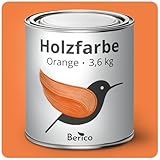 Berico Holzfarbe - Orange - 3,6 Kg - 4in1 Premium Holzlack inkl. Grundierung & Decklack - Für Innen und Außen - Robust & Wetterfest