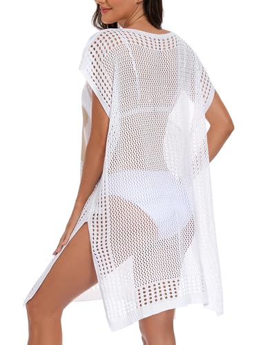 Image of Adisputent Womens Swimsuits Cover Ups Crochet Chiffon Beach Cover Bathing Suit Bikini Wear Coverups Dress