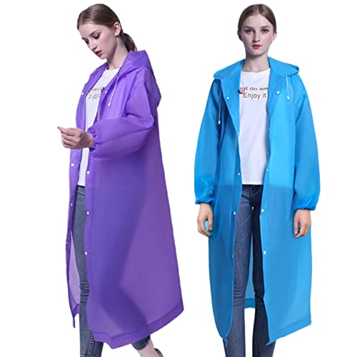 Image of Rain Poncho Raincoats for Adult Reusable - 2-5 Pack EVA Waterproof Rain Coat with Hood, Rain Gear for Men Women