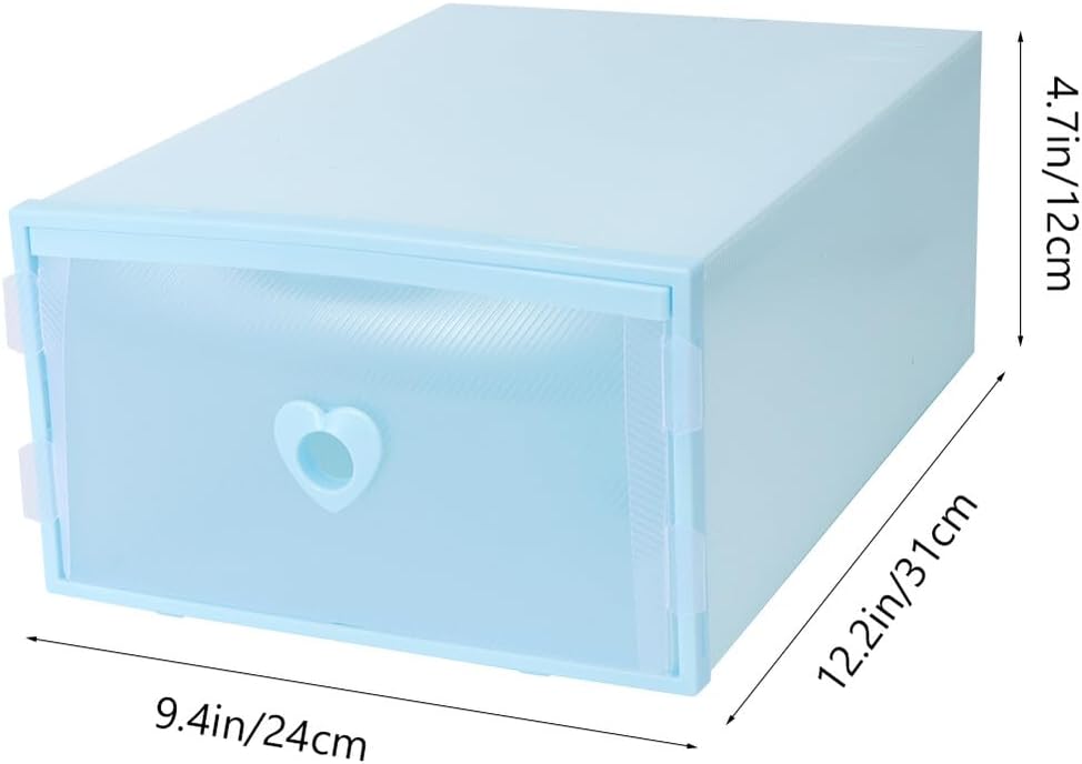 3Pcs Thickened Transparent Plastic Shoe Storage Box with Drawer Design Dustproof and Moisture Resistant Sneaker Organizer for Women Light Blue