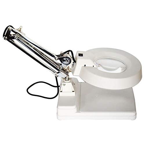 Lámpara de lupa con luz LED ajustable, base resistente y alta claridad para leer, coser y trabajos detallados
