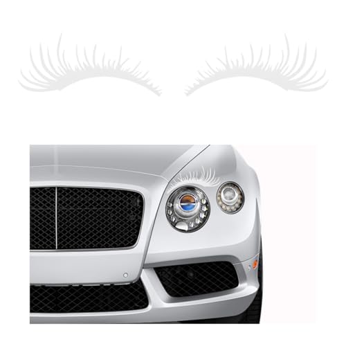 Image of Ohleats 2PCS Car Headlight Eyelash Stickers, Funny Cute Fake Eyelashes Bumper Window Decal, Waterproof Decoration Sticker for Auto Body Headlamp, Universal Exterior Car Accessories (White)