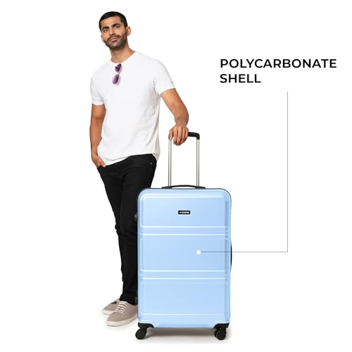 Image of Jet Set Go by Nasher Miles Dollar Hard-Sided Polycarbonate Luggage Set of 3 Pastel Blue Trolley Bags (55, 65 & 75 cm)