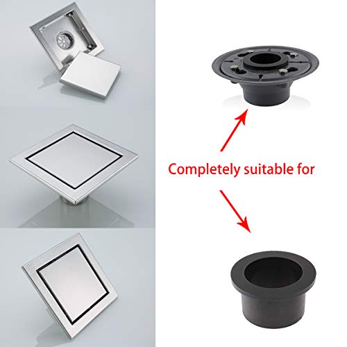RANDOM Brushed Steel Floor Drain 6-inch SUS304 Stainless Steel Square Shower Floor Drain with Tile Insert Grate Removable Multipurpose Invisible Look or Flat Cover. (Wide-brimmed)