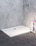 Combia Duschwanne flach auch bodengleich Mineral-Colorat weiß Rechteck 120x80cm H=3,5cm
