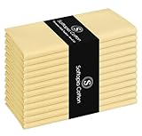 Softopia Cotton Napkin 100% Cotton 17 Inch x 17 Inch Dinner Napkins, Decorative Washable Cloth Napkin Set of 12 for Dining, Buffet Parties & Camping - Pale Yellow