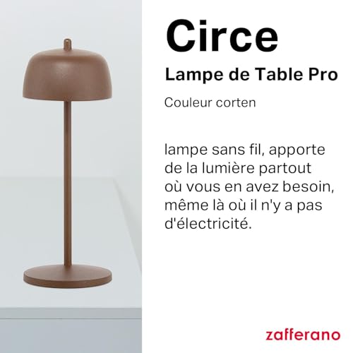 Lampe de table rechargeable sans fil Zafferano Circe corten 30cm - 3