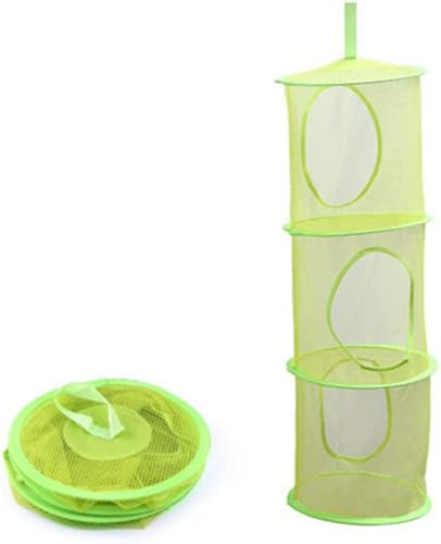Miniatura 4 de Zerodeko Organizador de bolsas de almacenamiento de malla para colgar animales de peluche, organizador de almacenamiento plegable, 3 compartimentos,