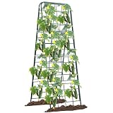 Heavy Duty 50'x17' Adjustable A-Frame Trellis for Climbing Plants – Rust-Proof Metal Garden Trellis with Dense Grid Design, Perfect for Raised Beds, Tomatoes, Cucumbers & Outdoor Vines (Green, 1 Pcs)