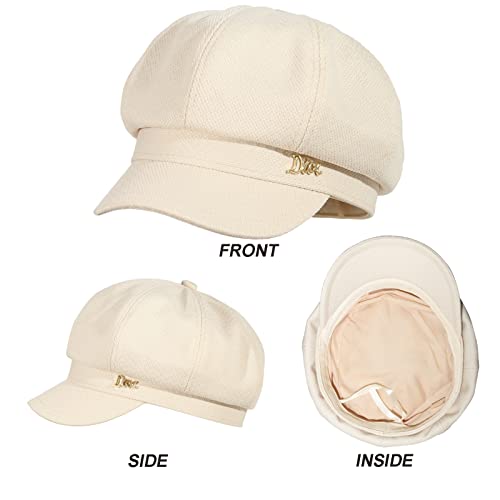 Womens Newsboy Hats Cotton Cabbie Gatsby Visor Beret Hat Girls Pageboy Caps For Womens White #TOP4