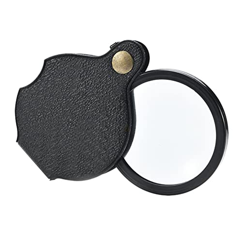 GUANG-K Lupa, Lupa Portátil Plegable, 6 Veces Lupa De Bolsillo De Mano De Alta Definición, con Estuche De Cuero Protector Giratorio, para Lectura Y Exploración Natural.(Size:60MM,Color:A)