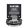 ziella To My Son Bracelet From Mom/Dad, Multi-Layer Braided Leather Bracelet,Personalized Engraved Gift for Men with Message Card And Gift Box (To My Son, 7.5inch)