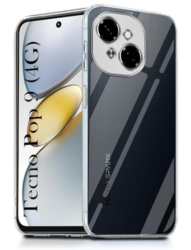 Image of COVERBLACK Soft Rubber Silicon Clear Case Back Cover Compatible for Tecno POP 9 4G - Transparent